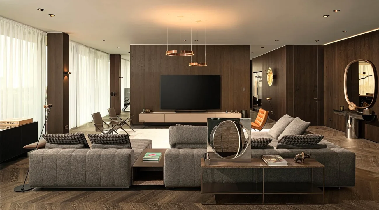 Minotti ülőgarnitúra a Luminor Apartments nappalijában
