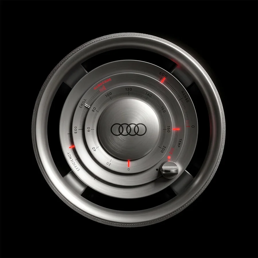 Az Audi ZERØ mart alumínium, analóg műszercsoportja fizikai gombokkal