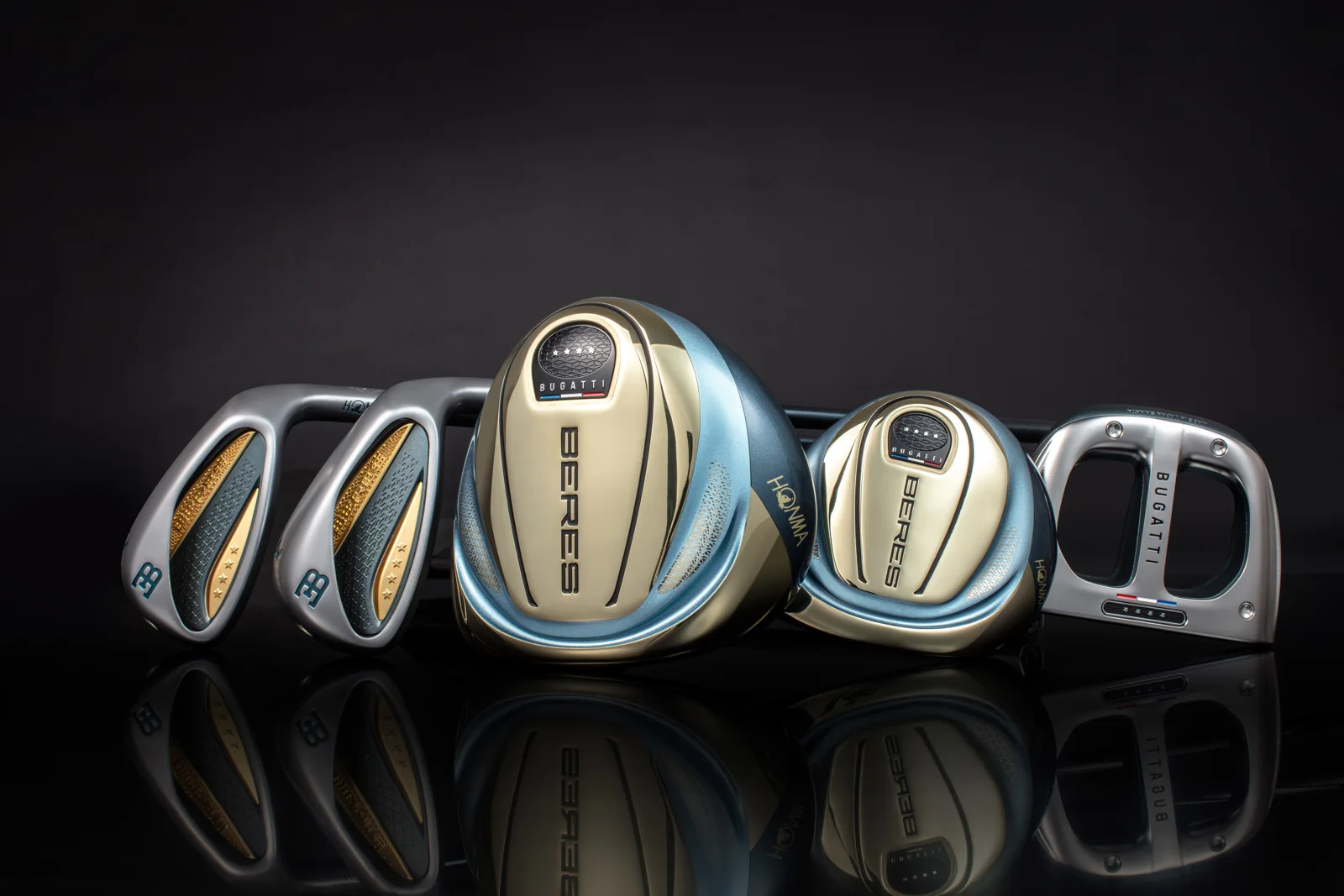 A Honma x Bugatti BERES kollekció pezsgőarany kivitelben