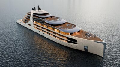 A Maybach Ocean Club Beyond Horizons nevű, 155 méteres luxusjachtja a nyílt tengeren