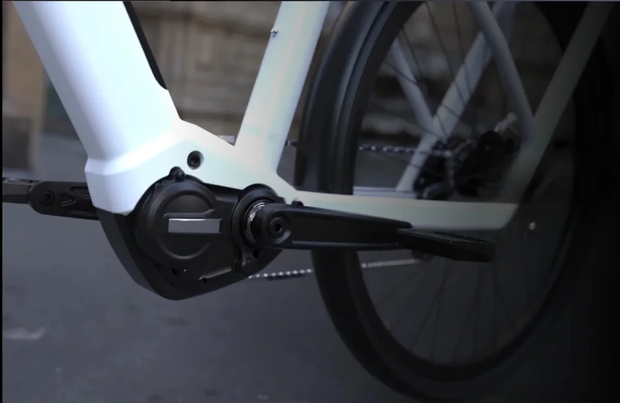 A Volkswagen Smart eBike Yamaha középmotorja közelről