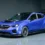 A kék Subaru STI Performance-B koncepció a kiállítás forgószínpadán